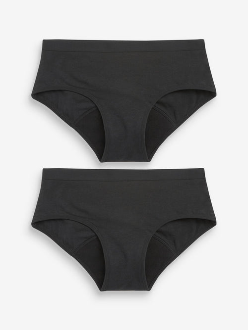 Black Briefs 2 Pack Teen Light Flow Period Pants (7-16yrs)