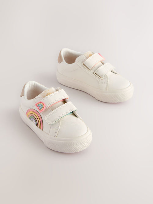 White Wide Fit (G) Touch Fasten Trainers