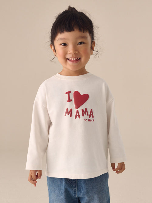 Ecru White Mama Long Sleeve Slogan Top (3mths-7yrs)