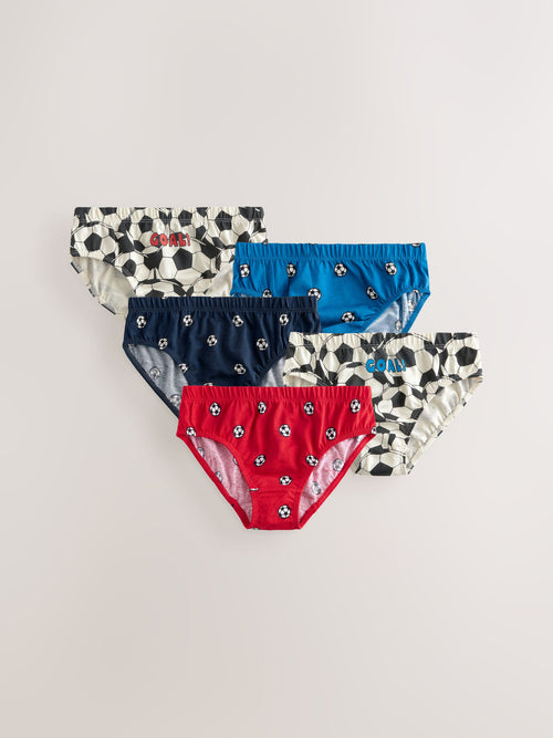 Red/Blue Football Cotton Printed Briefs 5 Pack (1.5-10yrs)