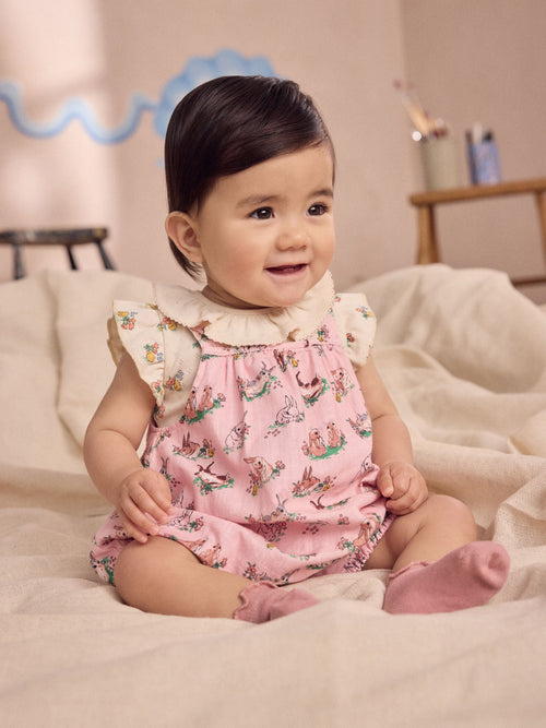 Cath Kidston Pink Floral Printed Baby Jersey Romper
