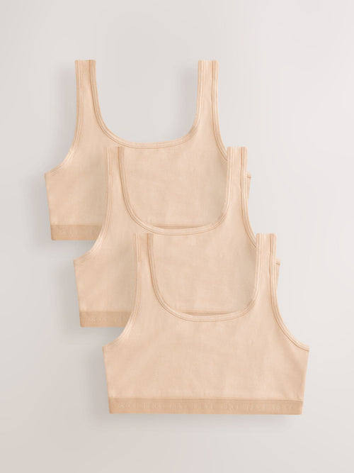 Beige Scoop Crop Tops 3 Pack (5-16yrs)