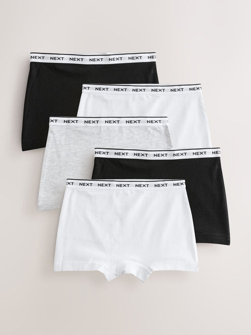 Black/Grey/White Short Briefs 5 Pack (2-16yrs)
