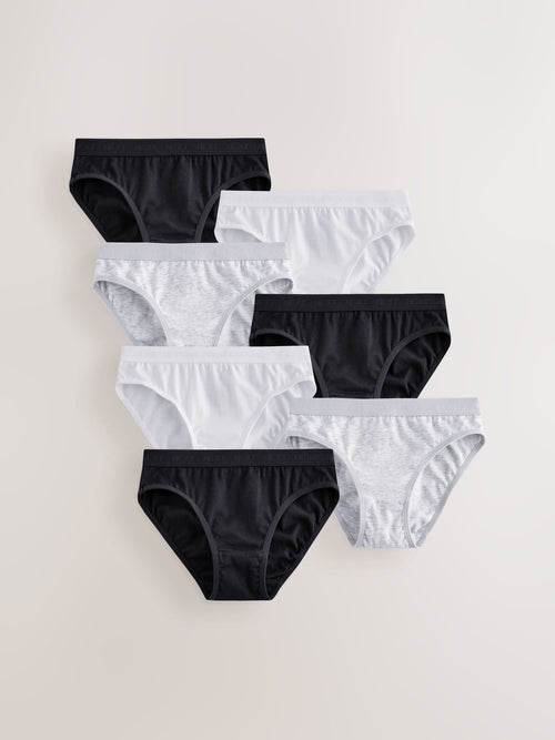 Black/White/Grey Bikini Briefs 7 Pack (4-16yrs)