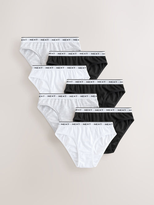 Black/White/Grey Bikini Briefs 7 Pack (5-16yrs)