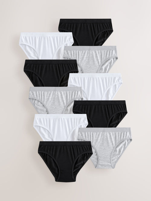 Black/White Bikini Briefs 10 Pack (5-16yrs)