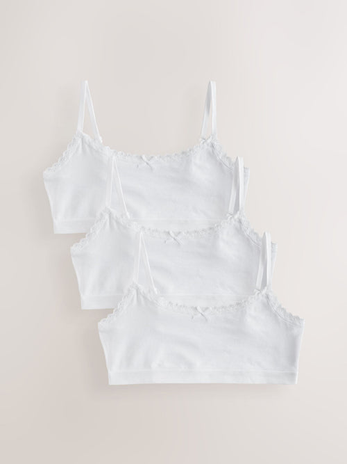 White Lace Strappy Crop Tops 3 Pack (5-16yrs)