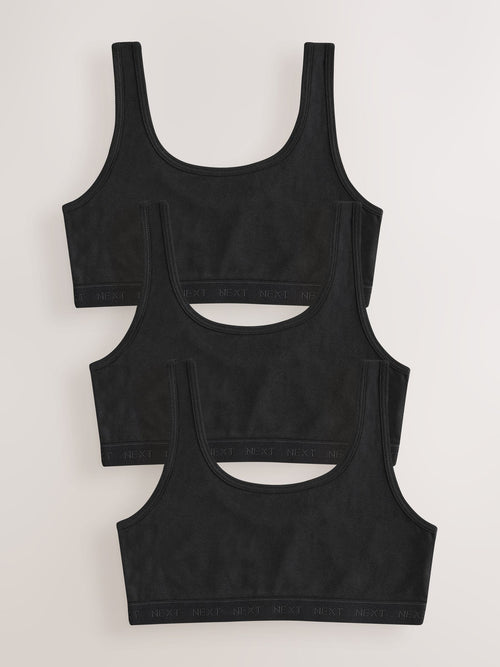 Black Scoop Crop Tops 3 Pack (5-16yrs)