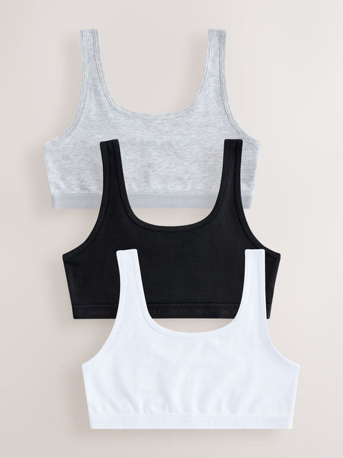 Black/White/Grey Scoop Crop Tops 3 Pack (5-16yrs)