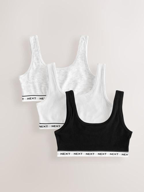 White/Grey/Black Scoop Crop Tops 3 Pack (5-16yrs)