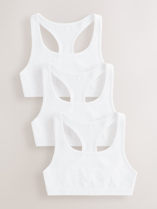White Racer Back Crop Tops 3 Pack (5-16yrs)