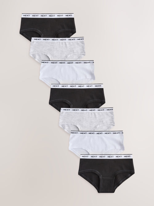 Black/Grey/White Hipsters 7 Pack (2-16yrs)