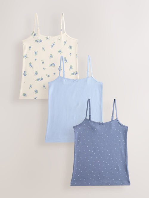 Blue Ditsy Print Cami Vest 3 Pack (1.5-16yrs)