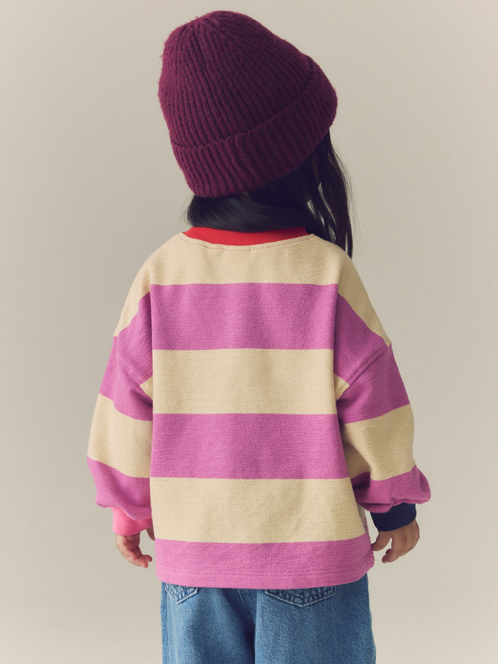 Purple Stripe Long Sleeve Cuffed Top (3mths-7yrs)