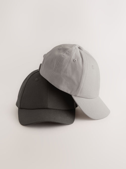 Grey/Charcoal Baseball 100% Cotton Caps 2 Pack (1-16yrs)