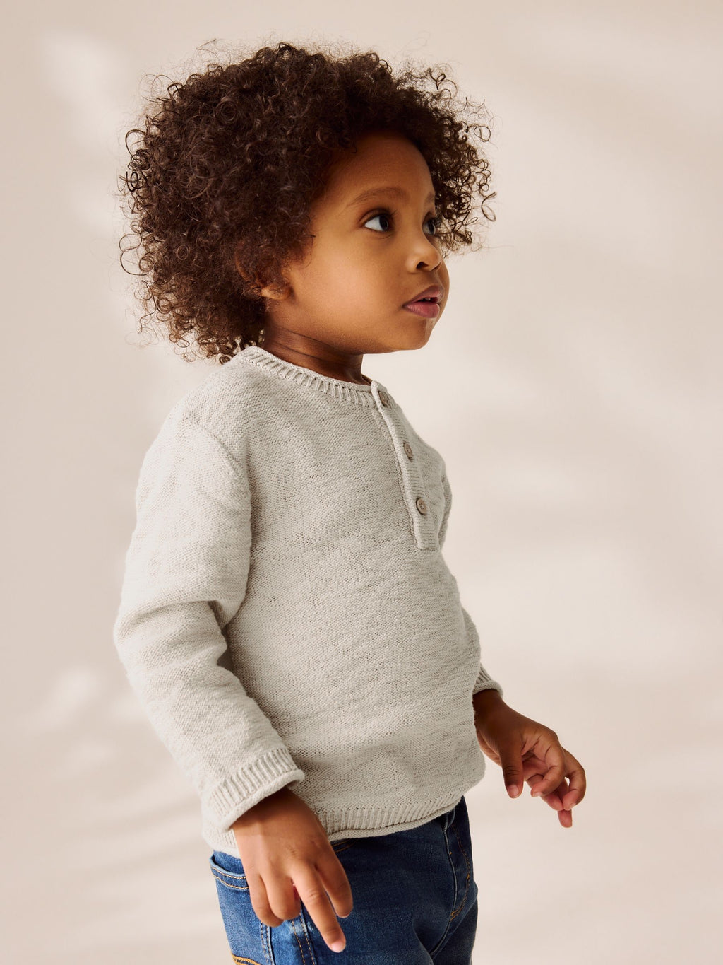 Neutral Knitted Henley Jumper (3mths-7yrs)