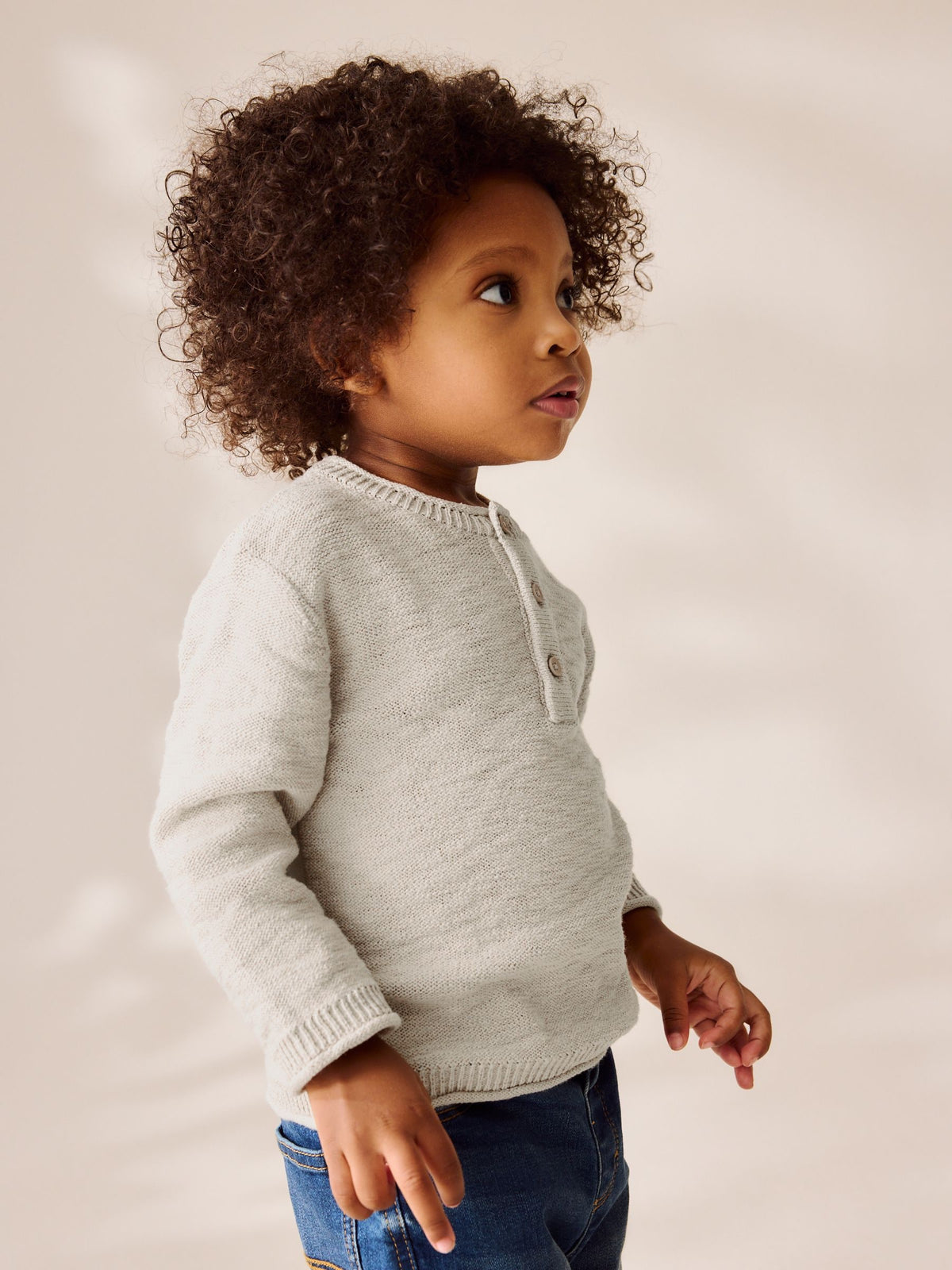 Neutral Knitted Henley Jumper (3mths-7yrs)
