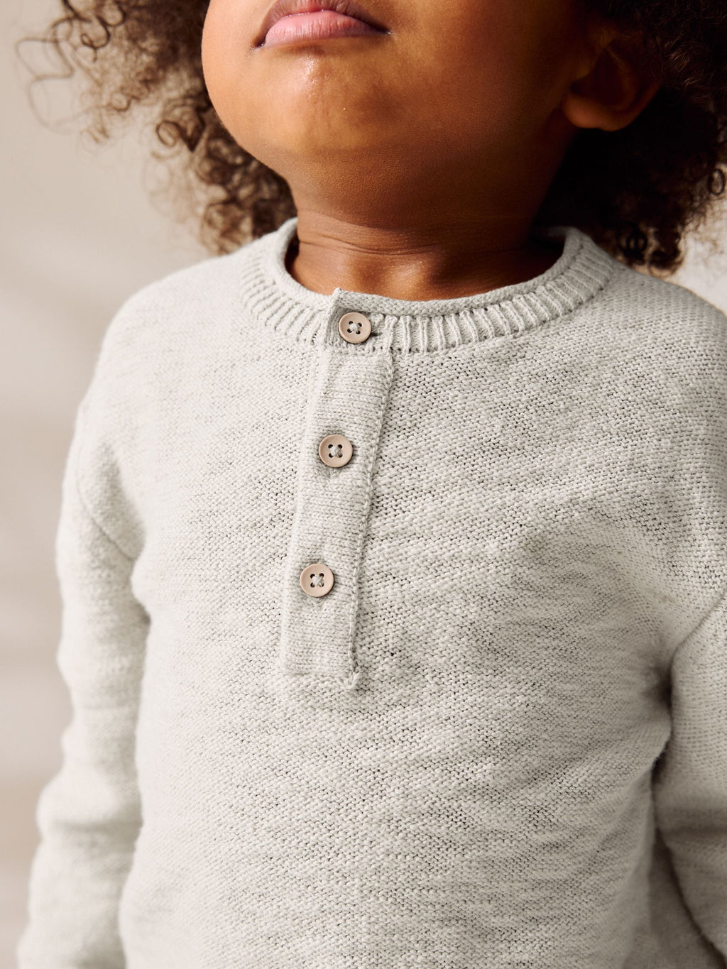 Neutral Knitted Henley Jumper (3mths-7yrs)