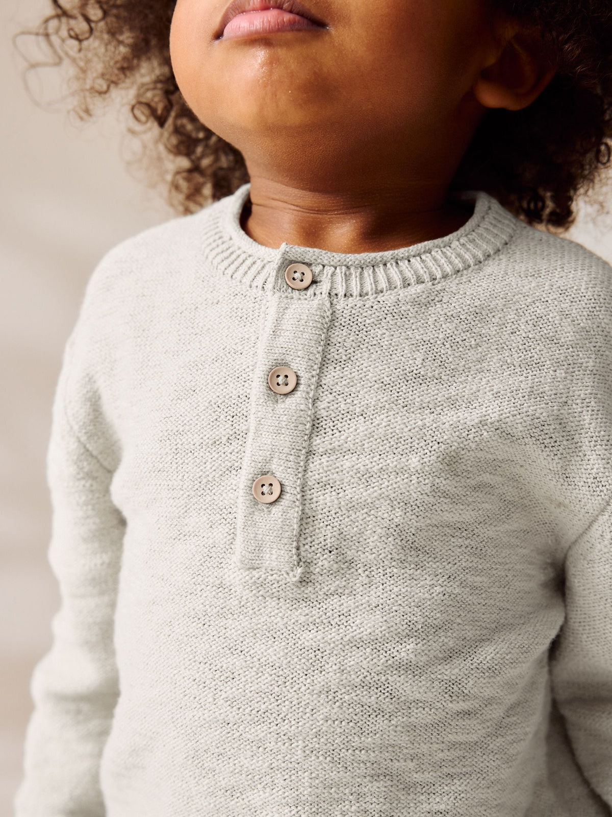 Neutral Knitted Henley Jumper (3mths-7yrs)