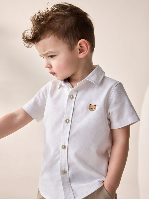 White Character Short Sleeve Oxford Shirt (3mths-7yrs)