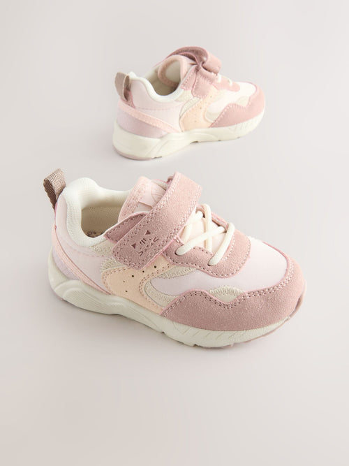 Pink Standard Fit (F) Elastic Lace Touch Fasten Trainers