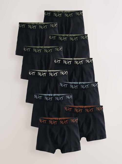 Black with Grafitti Next Waistband Trunks 10 Pack (1.5-16yrs)