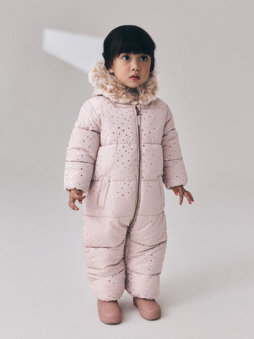 Light Pink Star Print Shower Resistant Snowsuit (3mths-7yrs)