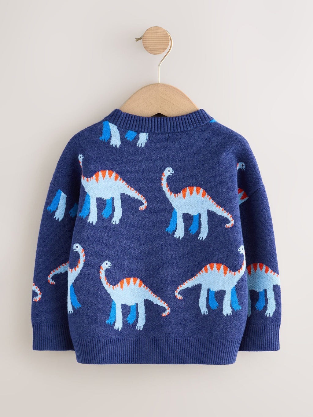 Blue Dinosaur Knitted Crew Neck Jumper (3mths-7yrs)