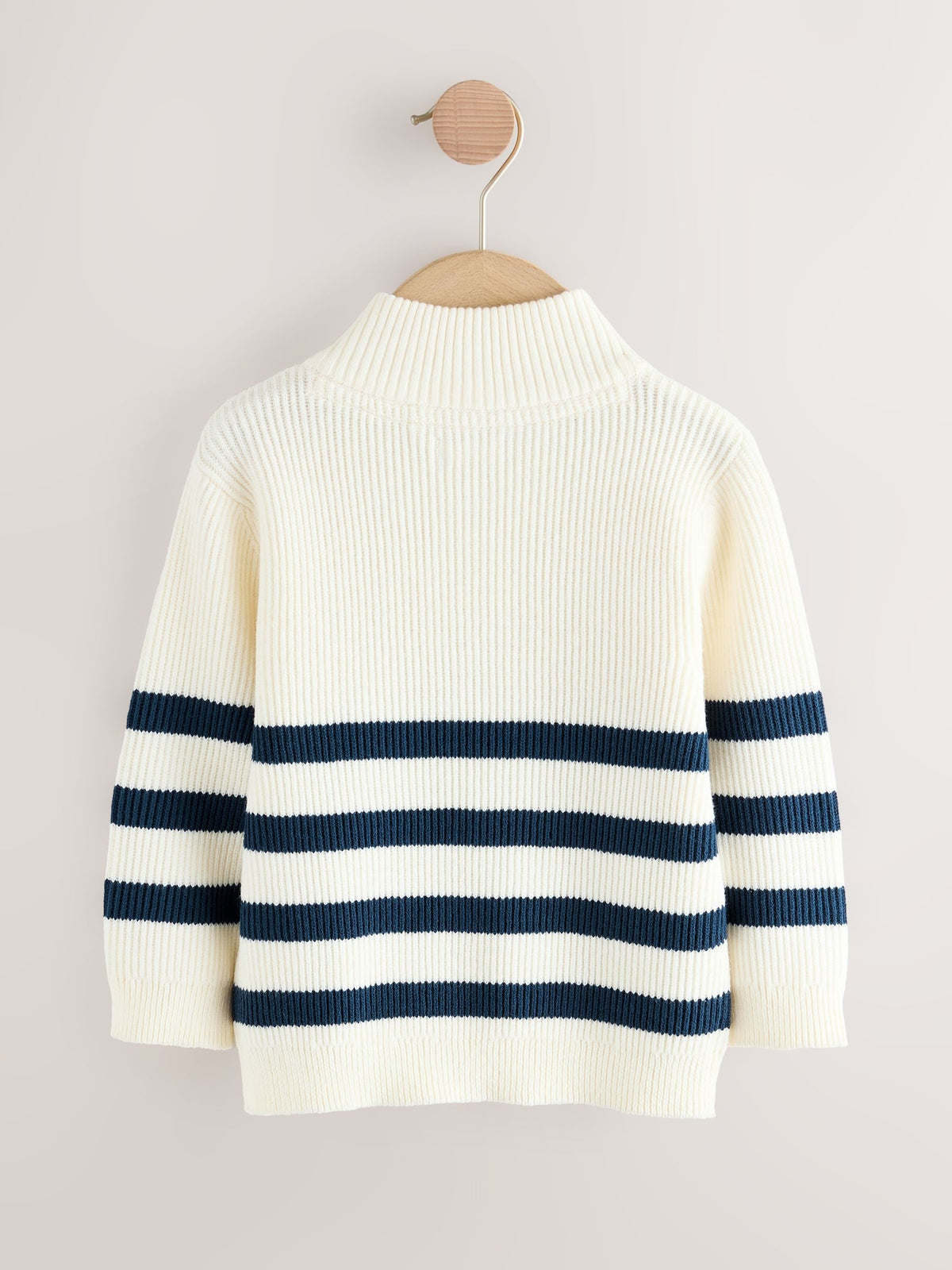 Ecru/Navy Stripe Knitted Quarter Zip Jumper (3mths-7yrs)
