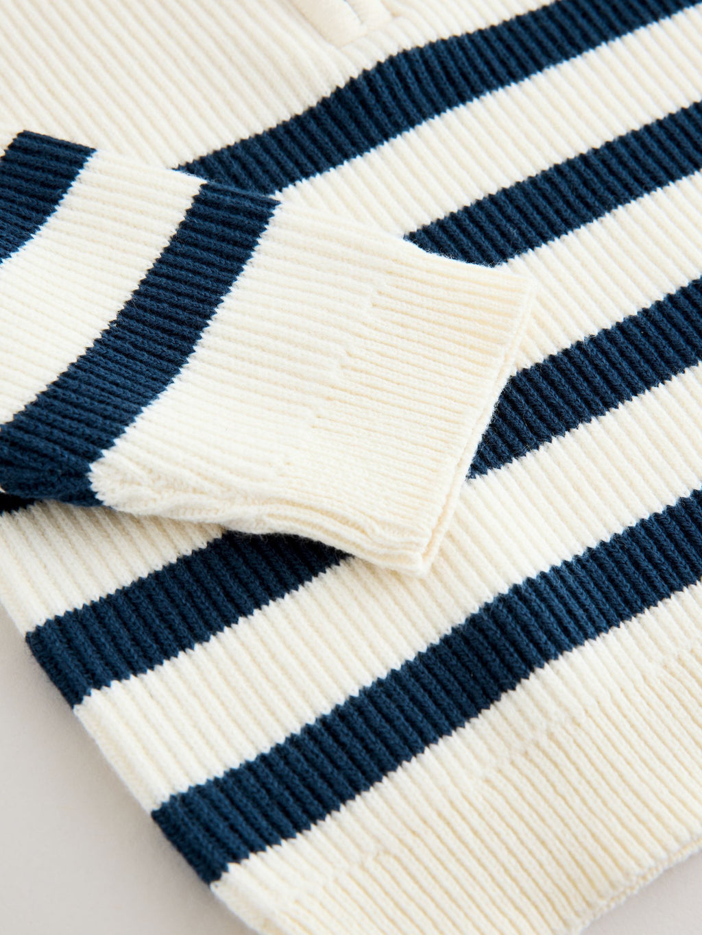 Ecru/Navy Stripe Knitted Quarter Zip Jumper (3mths-7yrs)