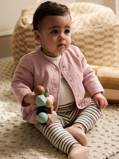 Pink Jersey Quilted Baby Jacket (0mths-2yrs)