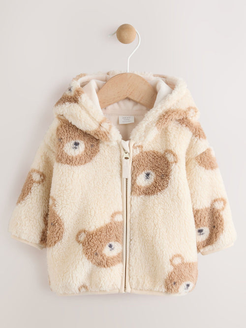 Natural Bear Face Fleece Baby Zip Jacket (0mths-2yrs)