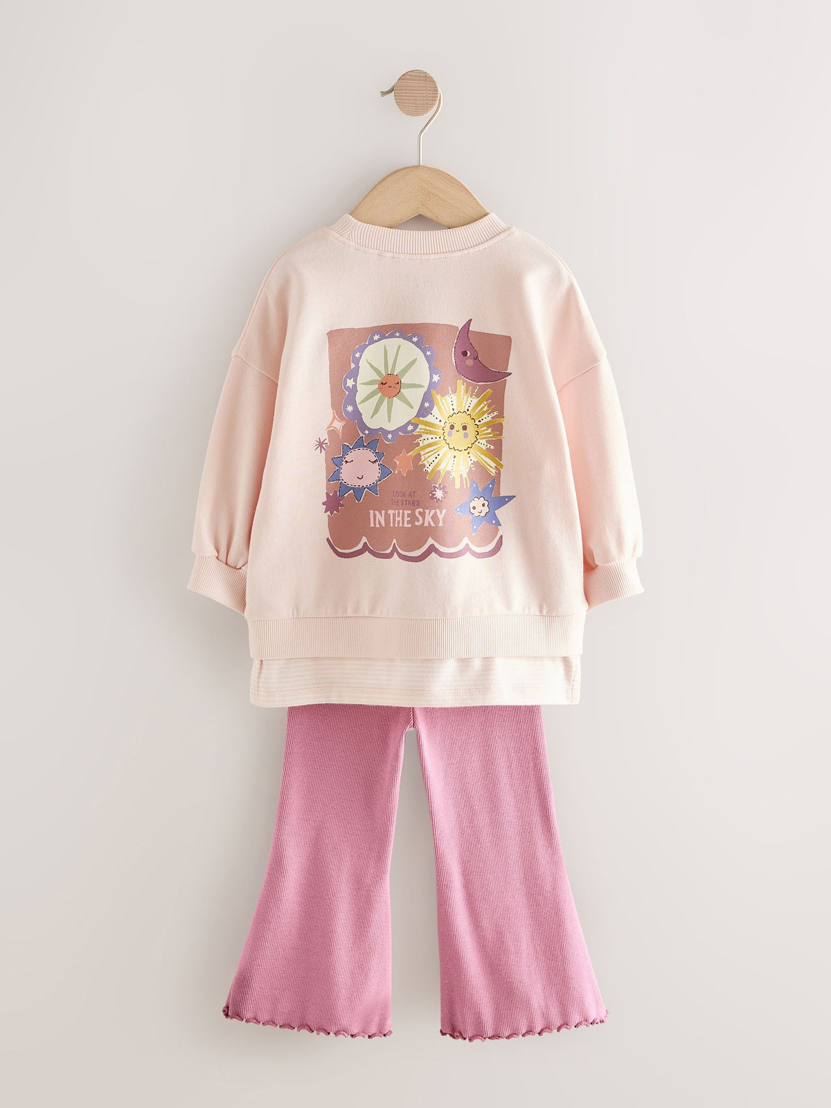 Pink Stars Long Sleeve Top and Flare Set (3mths-7yrs)