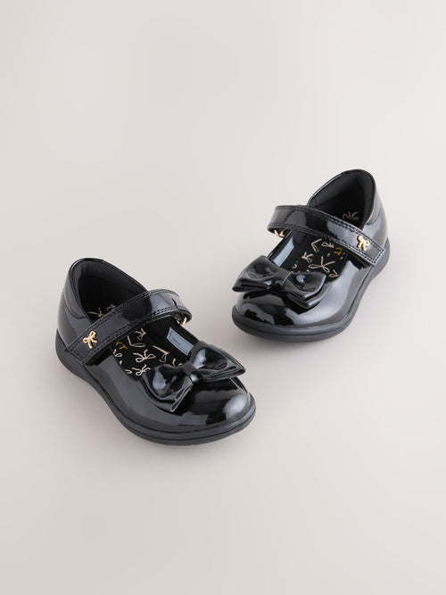 Black Patent Standard Fit (F) Bow Mary Jane School Shoes