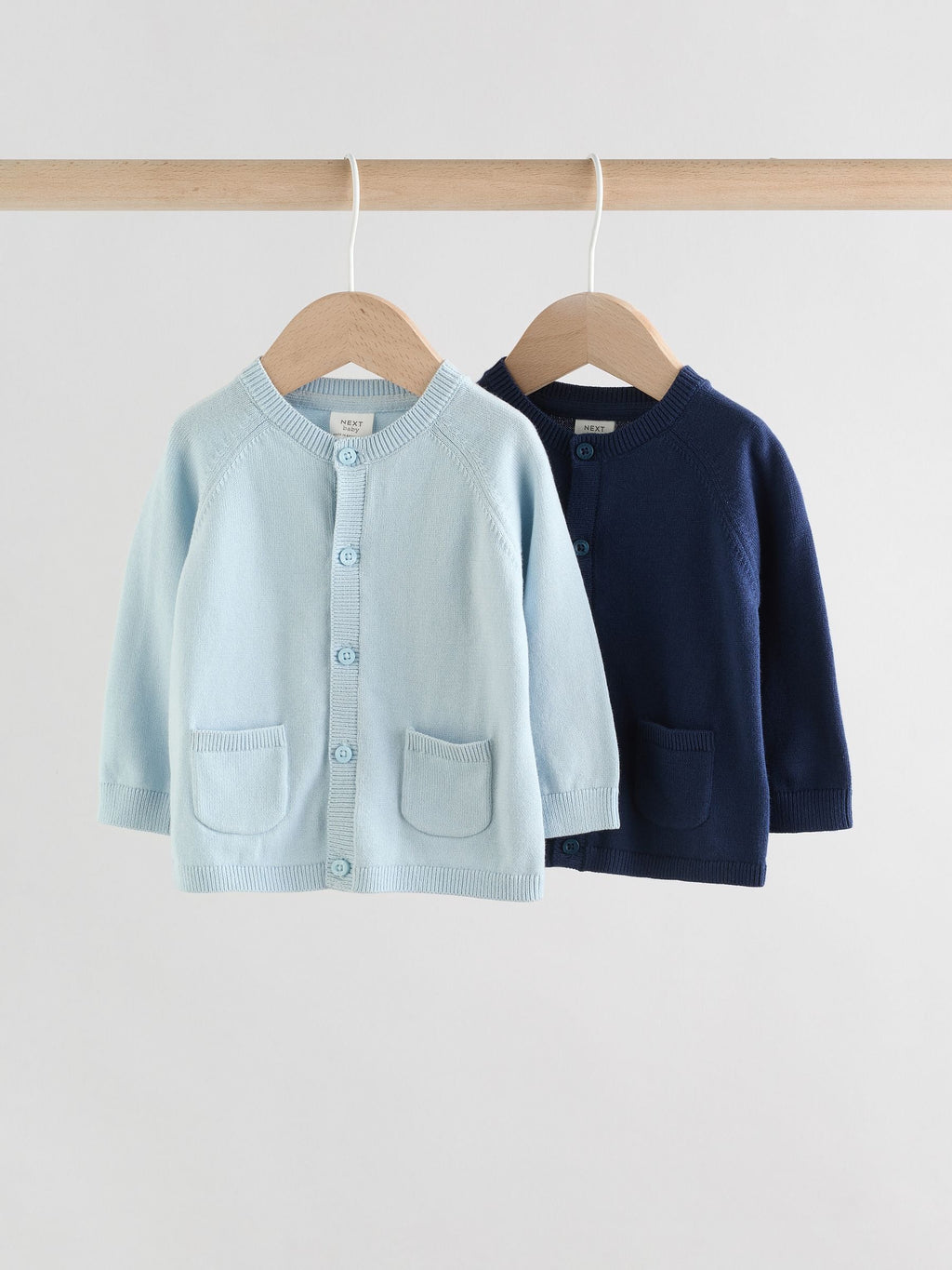 Blue 100% Cotton Knitted Baby Cardigans 2 Pack (0mths-2yrs)