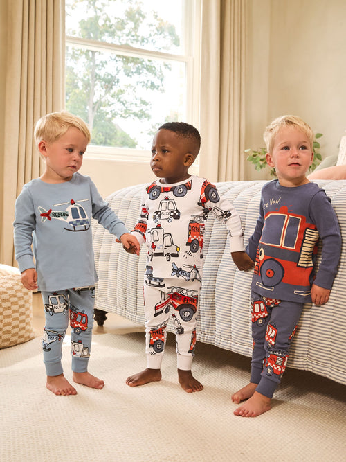 Red/Blue Emergency Vehicle Snuggle Pyjamas 3 Pack (9mths-10yrs)