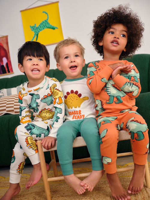 Multi Dino Snuggle Pyjamas 3 Pack (9mths-8yrs)