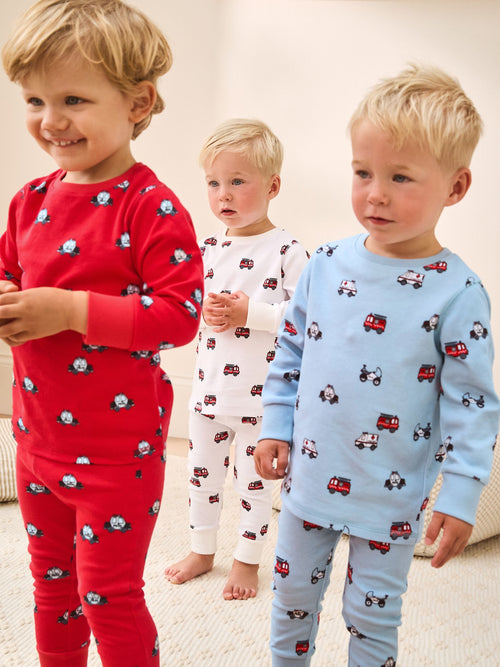 Dark Red/Blue Emergency Vehicle Snuggle Pyjamas 3 Pack (9mths-10yrs)