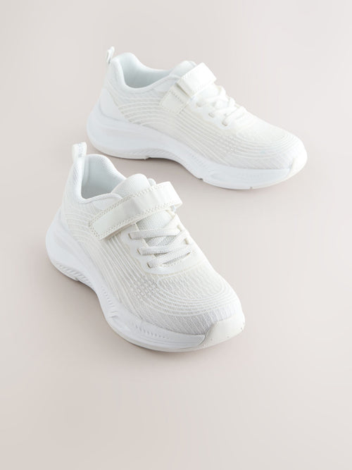 White Standard Fit (F) Elastic Lace-Up Trainers