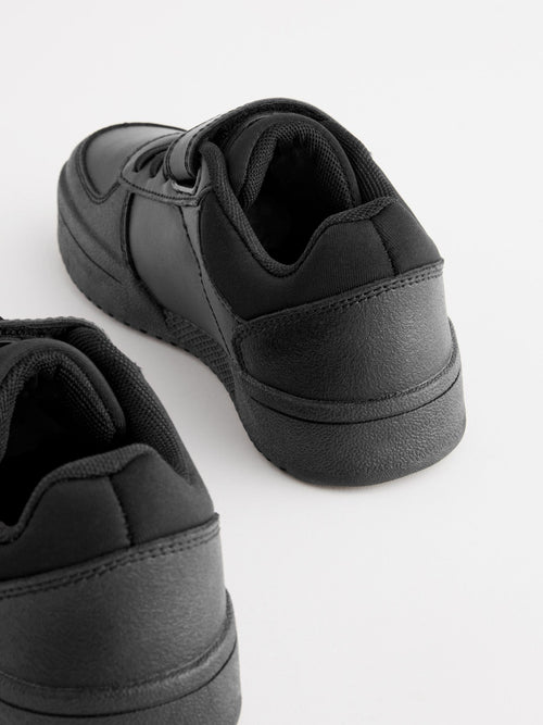 Black Extra Wide Fit (H) 1 Strap Elastic Lace School Shoes Trainers