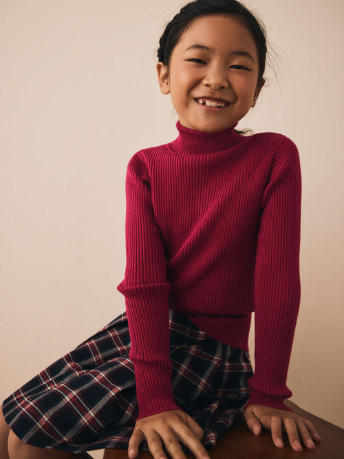 Berry Red Roll Neck Knit Jumper (3-16yrs)