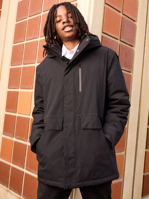 Black Waterproof Parka Coat (3-17yrs)