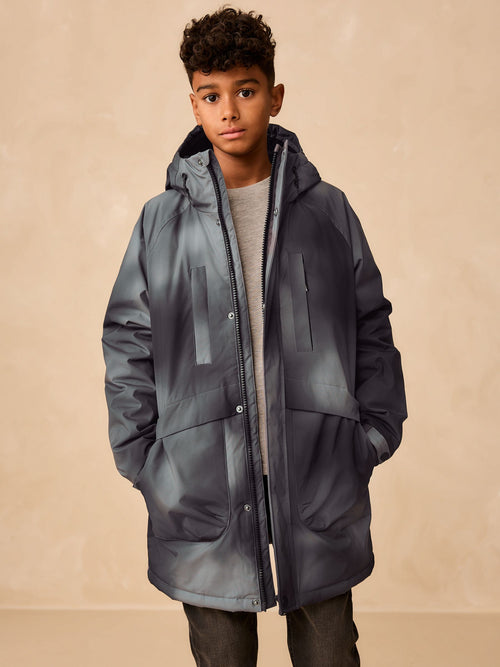 Grey Shower Resistant Fleece Lined Parka Coat (3-16yrs)