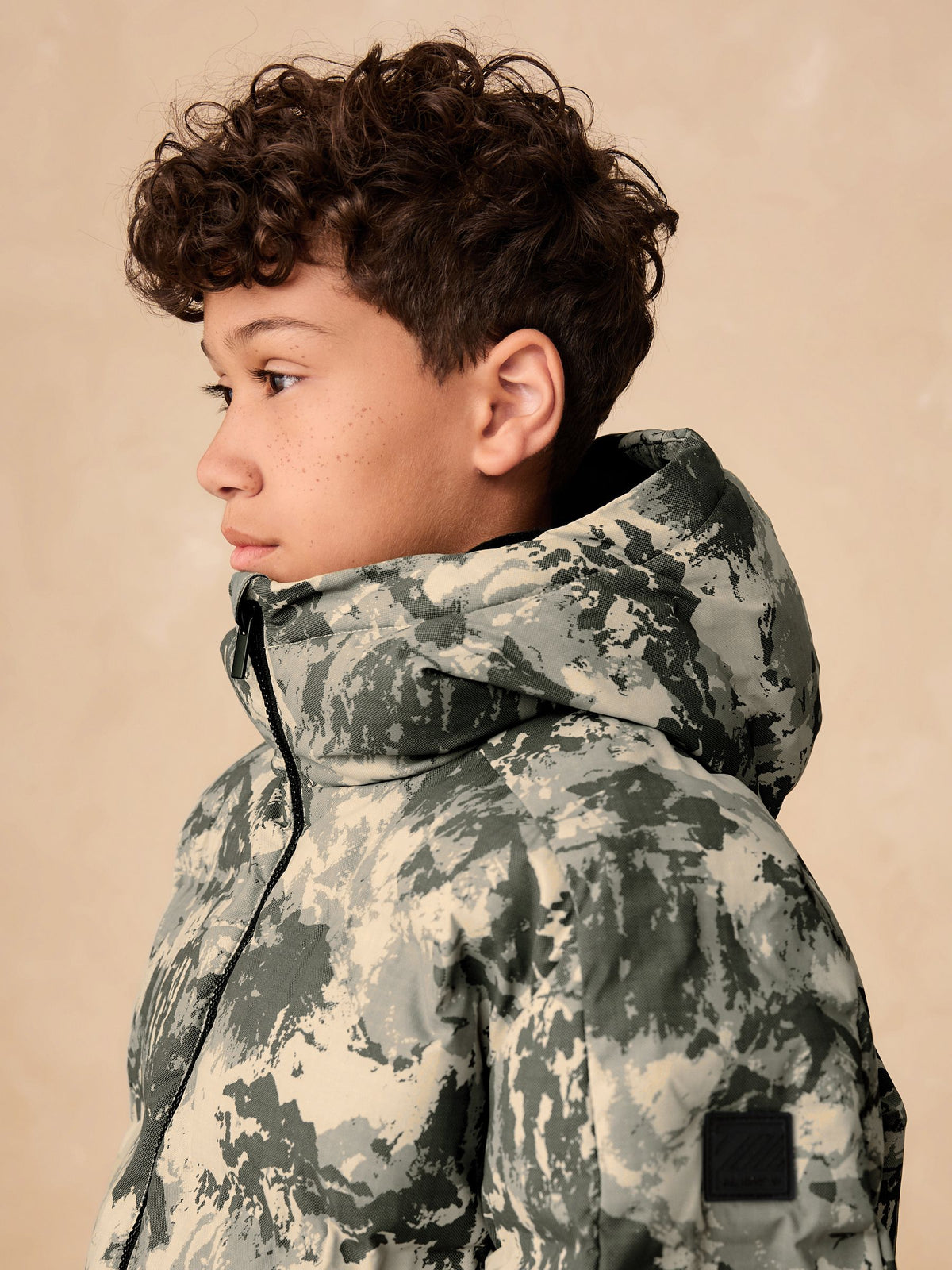 Grey Camoflauge Shower Resistant Microfleece Lined Padded Coat (3-16yrs)
