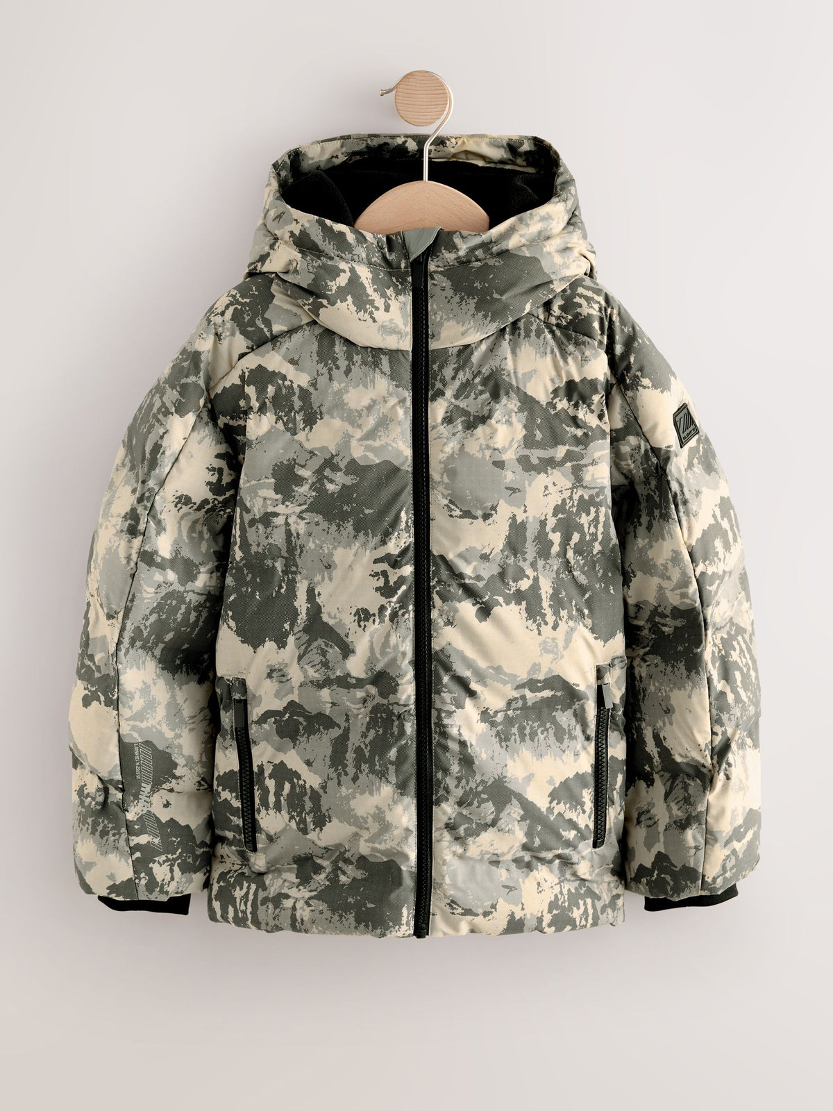 Grey Camoflauge Shower Resistant Microfleece Lined Padded Coat (3-16yrs)