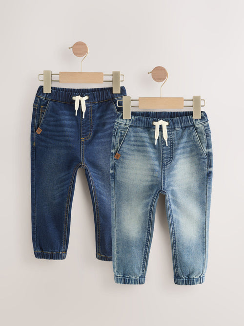 Blue Denim Regular Fit Jogger Jeans With Comfort Stretch 2 Pack (3mths-7yrs)