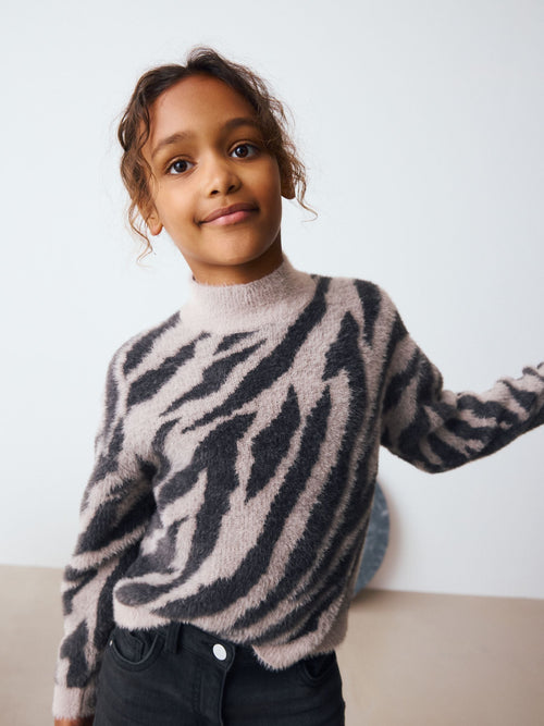 Zebra Fluffy Jumper (3-16yrs)