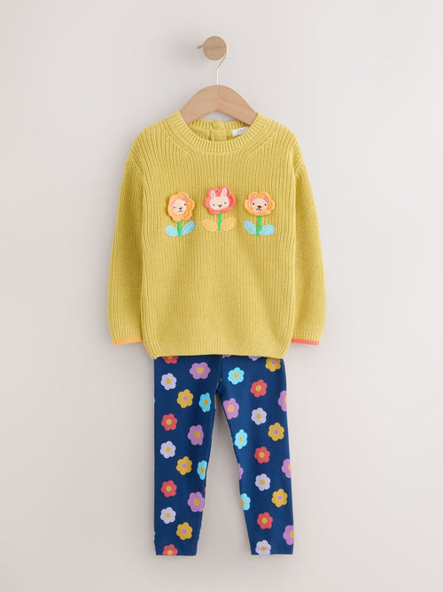 Yellow Floral Character Jumper and Leggings Set (3mths-7yrs)