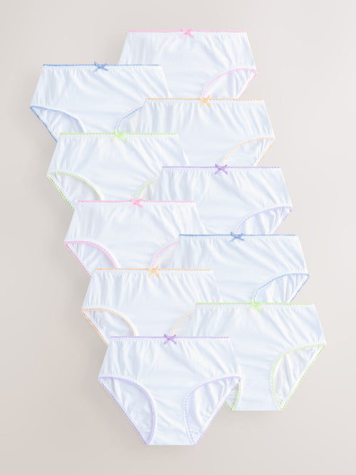 White Heart Contrast Lace Briefs 10 Pack (1.5-16yrs)