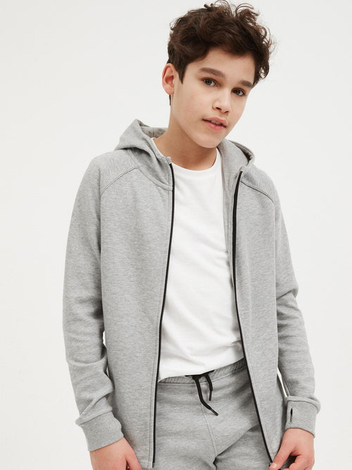 Grey Marl Tech Sportswear Zip Up Hoodie (3-16yrs)